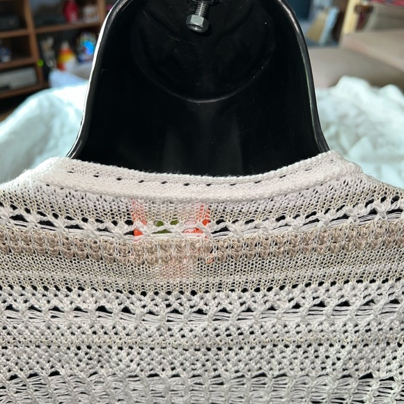 Hearts Of Palm Crocheted Metallic Thread Open Front Short Sleeve Sweater - Picture 2 of 9